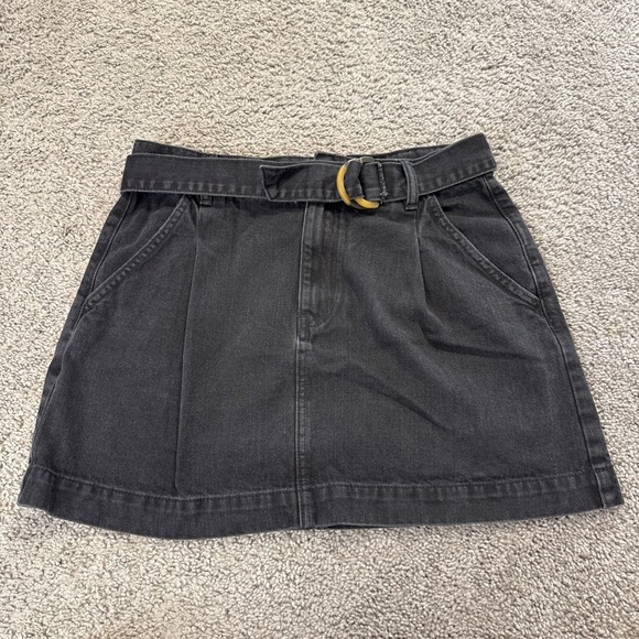 We The Free Dresses & Skirts - We The Free Skirt Women's 31 Black Jade Belted Denim Mini Pleated Dark Wash Jean